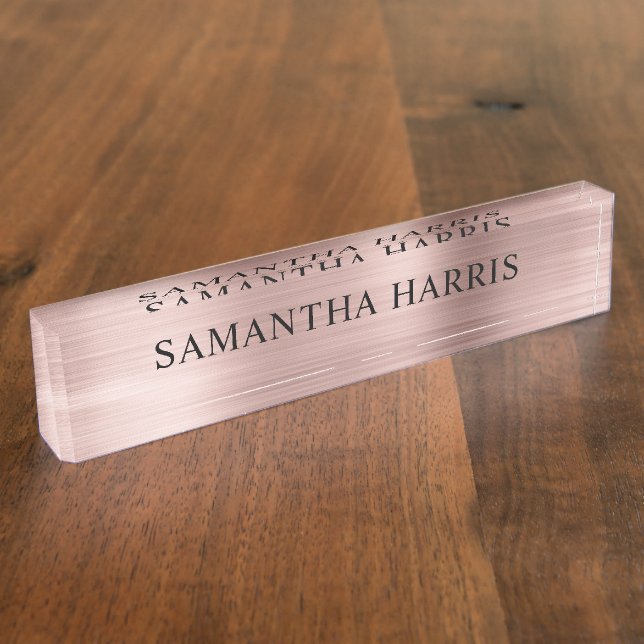 Faux Rose Gold Foil Luxury Nameplate (Side)