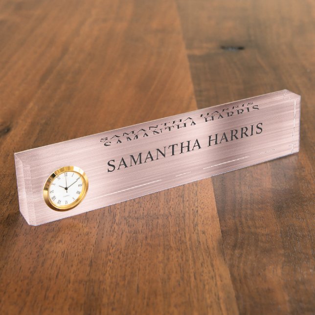 Faux Rose Gold Foil Luxury Nameplate (Side)