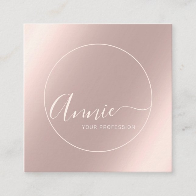 Faux Rose gold foil shining Female Artist Square Business Card (Front)