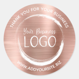 Faux Rose Gold Foil Thank You for Your Business Classic Round Sticker