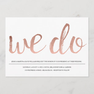 Faux Rose Gold Foil We Do Invitation