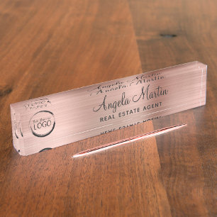 Faux Rose Gold Foil with Your Logo Nameplate