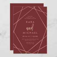 Faux Rose Gold Geometric | Burgundy Wedding