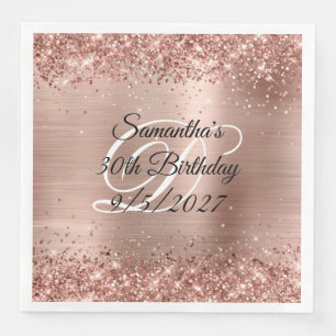 Faux Rose Gold Glitter and Foil 30th Birthday Napkin