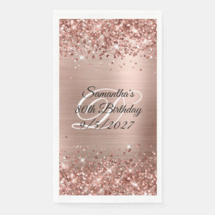 Faux Rose Gold Glitter and Foil 80th Birthday Napkin