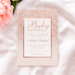 Faux rose gold glitter elegant chic Baby shower Invitation
