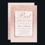 Faux rose gold glitter elegant chic Bat Mitzvah Invitation<br><div class="desc">A modern,  pretty chic and elegant faux rose gold glitter shower ombre with pastel blush pink colour block Bat Mitzvah invitation with rose gold ombre pattern fading onto a pink background with and elegant gold frame Perfect for a princess Bat Mitzvah</div>