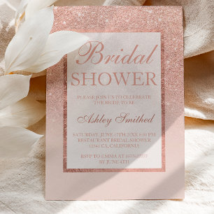 Faux rose gold glitter elegant chic Bridal shower Invitation