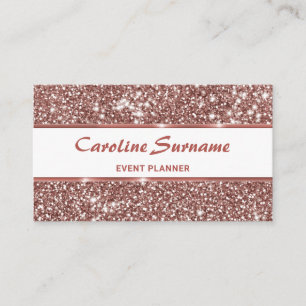 Faux Rose Gold Glitter Event Planner Girly Chic Business Card