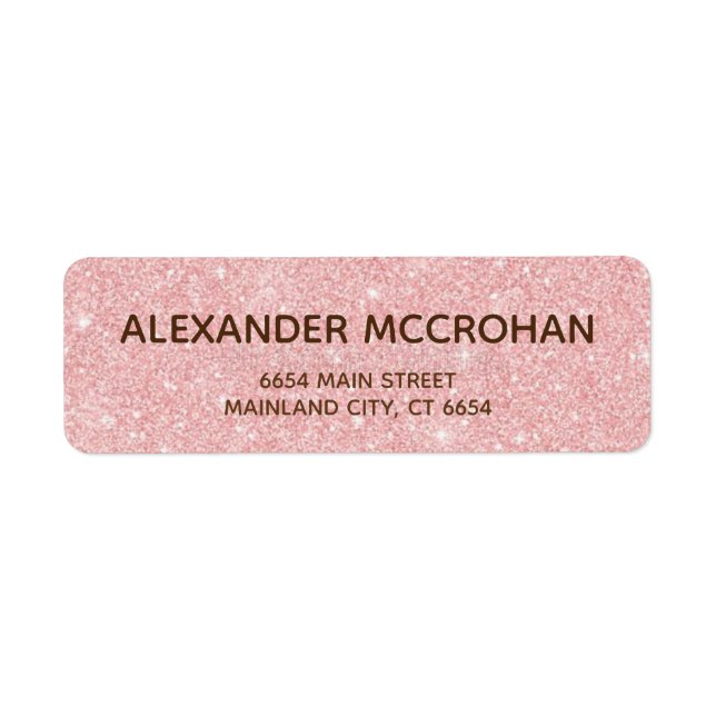 Faux Rose Gold Glitter Foil Pink Return Address (Front)