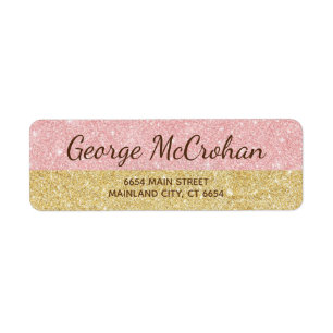 Faux Rose Gold Glitter Foil Pink Return Address