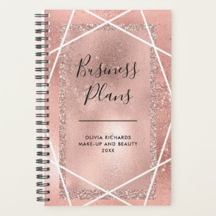 Faux Rose Gold Glitter Geometric Planner