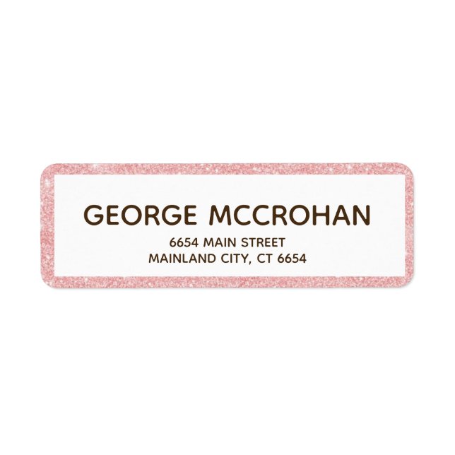 Faux Rose Gold Glitter Pink Foil Return Address (Front)