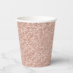 Faux Rose Gold Glitter Pink Paper Cups