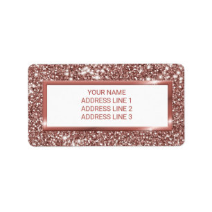 Faux Rose Gold Glitter Texture Look & Custom Text Label