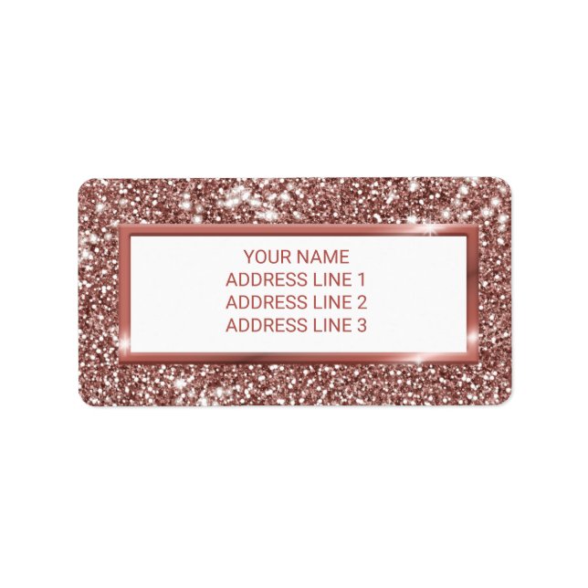 Faux Rose Gold Glitter Texture Look & Custom Text Label (Front)