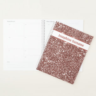 Faux Rose Gold Glitter Texture Look & Custom Text Planner