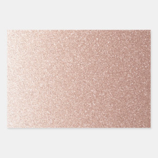 Faux Rose Gold Gradient Glitter Wrapping Paper Sheet