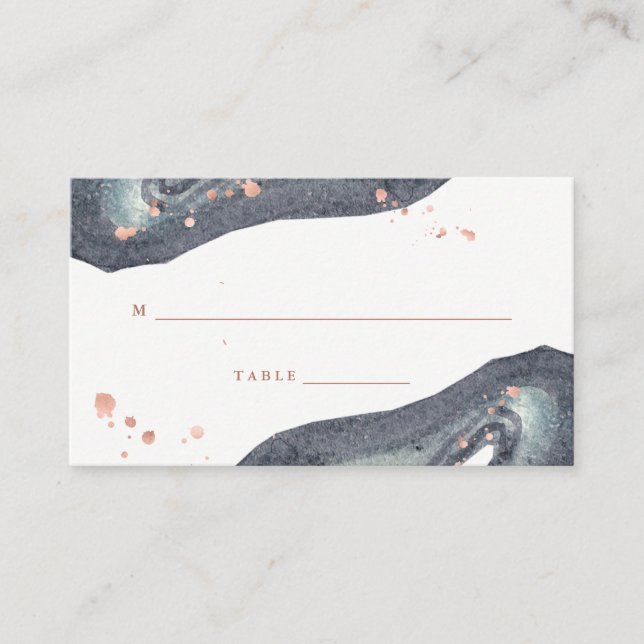 Faux Rose Gold | Grey Geode Wedding Escort Card (Front)