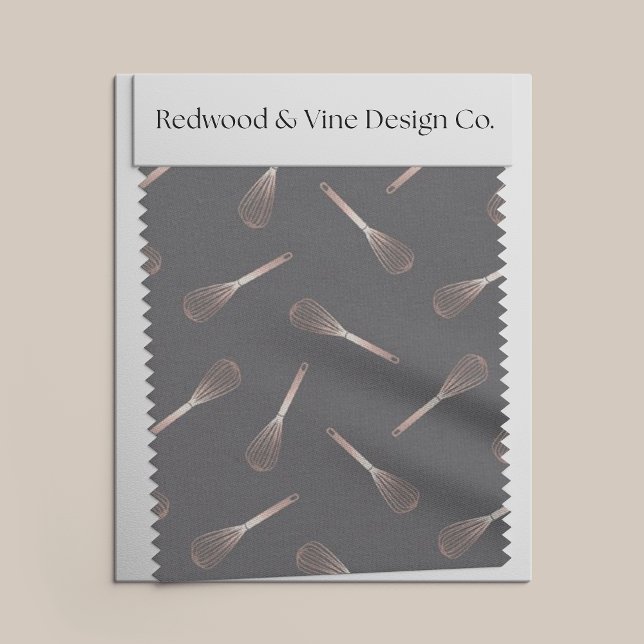 Faux Rose Gold & Grey Kitchen Whisk Pattern Fabric (Creator Uploaded)
