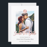 Faux Rose Gold & Grey Monogram Save the Date<br><div class="desc">Modern and trendy save the date photo card in grey,  white,  and faux rose gold foil,  your photo and monogram,  and a hand-lettered brush script.</div>