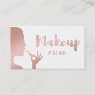 Faux Rose Gold Lipstick Makeup Business Card