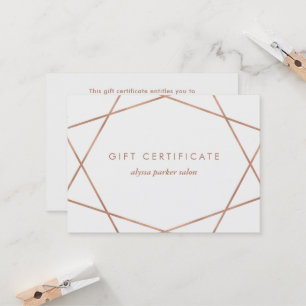 Faux Rose Gold Look Geometric   Gift Certificate