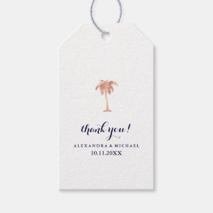 Faux Rose Gold Look Palm Tree Wedding Gift Tags