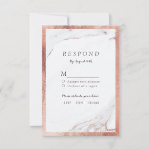 Faux rose gold marble luxury modern wedding RSVP Card