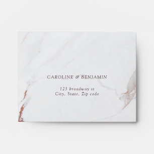 Faux rose gold marble luxury modern wedding RSVP Envelope