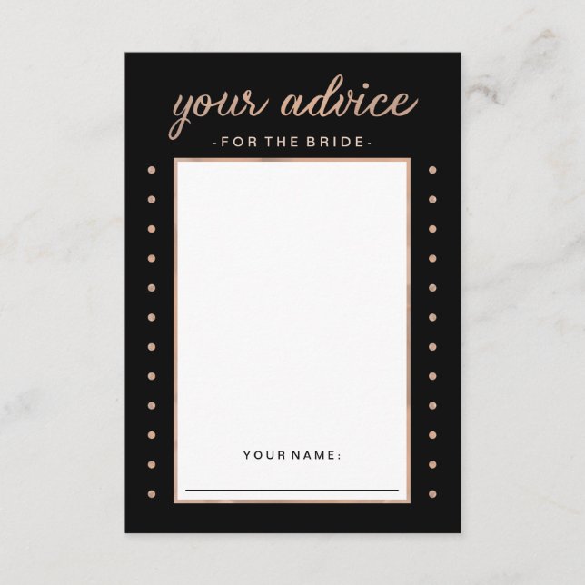 Faux Rose Gold on Black Advice for the Bride (Front)