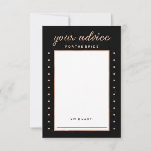 Faux Rose Gold on Black Advice for the Bride Card