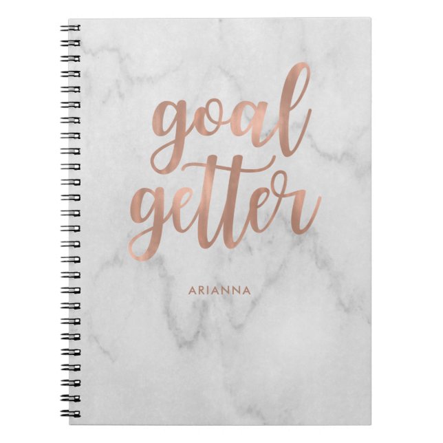 Faux Rose Gold on Marble | Goal Getter Spiral Notebook (Front)
