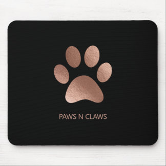 Faux Rose Gold Paw Print Mouse Pad