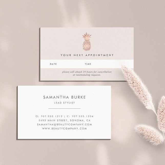 Faux Rose Gold Pineapple Appointment Cards (Creator Uploaded)
