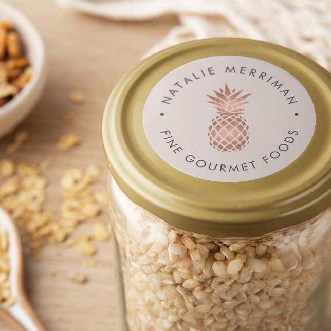 Faux Rose Gold Pineapple Classic Round Sticker (Creator Uploaded)