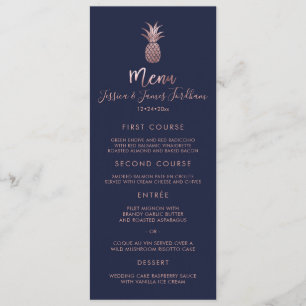 Faux Rose Gold Pineapple Menu Invitation