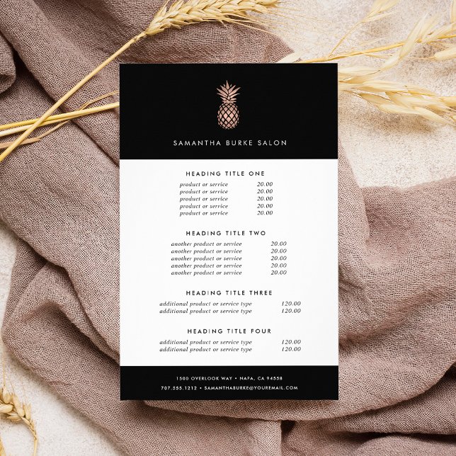 Faux Rose Gold Pineapple | Pricing & Services Flyer (Creator Uploaded)