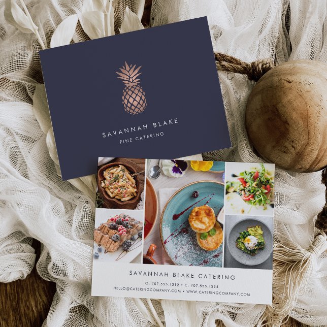 Faux Rose Gold Pineapple Promotional Photo Collage Postcard (Creator Uploaded)