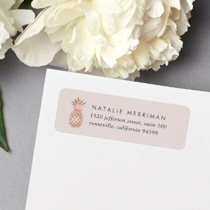 Faux Rose Gold Pineapple Return Address