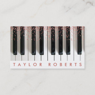 faux rose gold pink dots pianist music business card