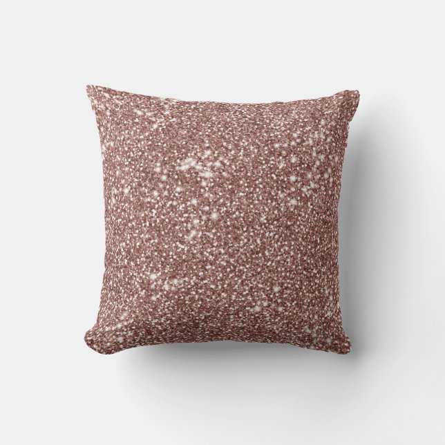 Faux Rose Gold Pink Glitter Texture Look Cushion (Front)