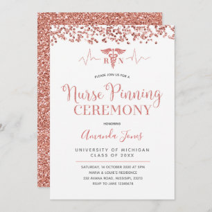 FAUX ROSE GOLD RN Nurse Pinning Ceremony Invitation