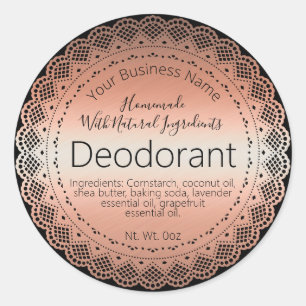 Faux Rose Gold Sticker Label Handmade Deodorant