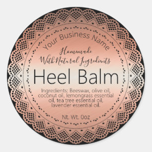Faux Rose Gold Sticker Label Handmade Heel Balm