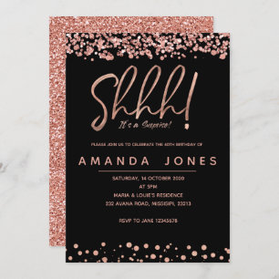 FAUX ROSE GOLD Surprise Birthday Party Invitation