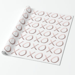 faux rose gold typography hugs and kisses xoxo wrapping paper