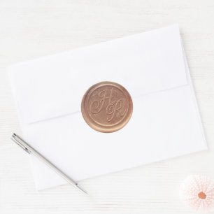 Faux Rose Gold Wax Wedding Monogram Envelope Seal