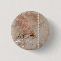 Faux Rose Gold White Pearls Floral Swirl Button