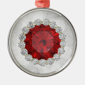 Faux Ruby & Diamonds Silver Bokeh Metal Tree Decoration